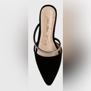 London Rag Flat Shoes Women Velvet Mule Black diamond Turnon Slip On Sz#10 New